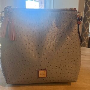 Dooney & Bourke Gray Ostrich-Embossed Shoulder Bag